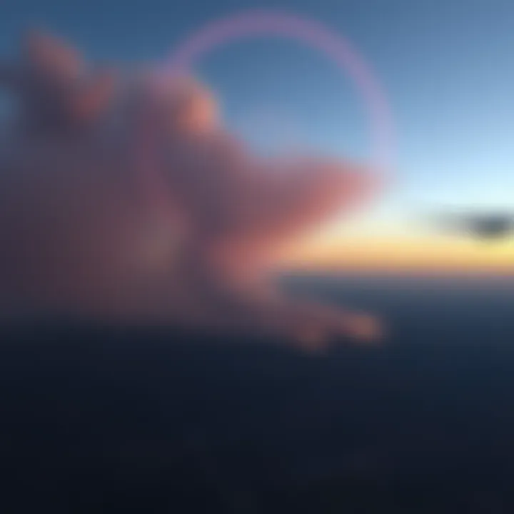 A large radar anomaly visible in the sky over Central Alabama, with smoke in the area, during a military test at Redstone Arsenal.