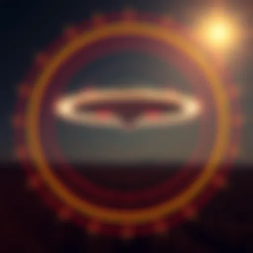 A circular, translucent craft flying at high speed above Woomera, Australia during a 1954 weapons test