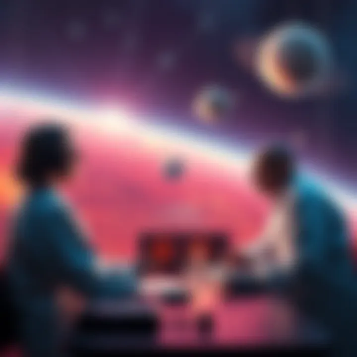 Scientists discussing radio signals from space, hinting at possible alien life.