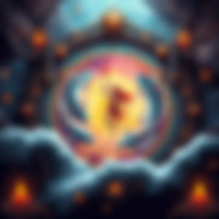 Astrological symbol for Rahu and Venus in a mystical setting with Pisces motifs