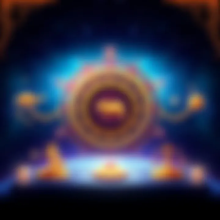 Illustration of astrological symbols representing Rahu and Libra in the 12th house, with a starry background.
