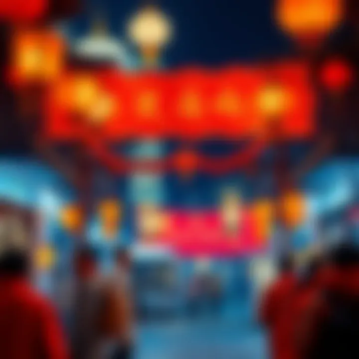 A festive scene showing people celebrating Ramadan with lanterns and Chinese New Year with red decorations, illustrating the overlap of both cultures on February 17, 2026.