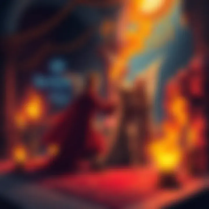 An illustration showing the symbolic representation of Raphael and Michael in a magical ritual setting, highlighting their swapped positions in the LBRP variant from Demons of Magick.