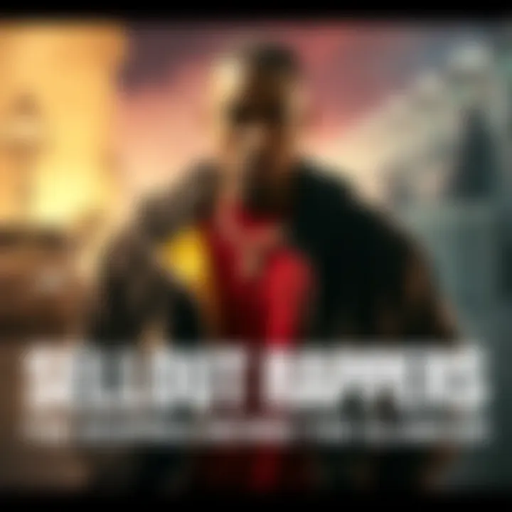 Rapper changing style A rapper in flashy clothes with a gold chain, looking conflicted as he stands between two contrasting scenes of luxury and authenticity.