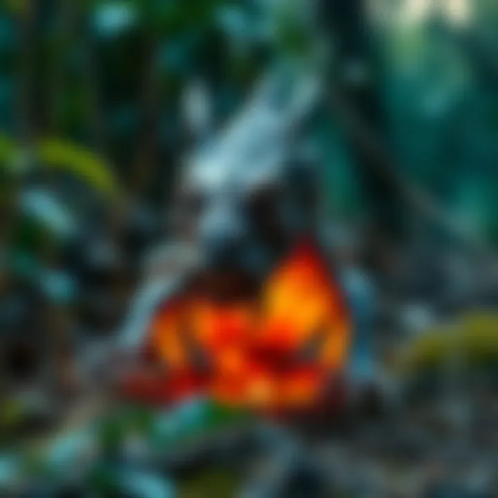 A rare photograph showing a cryptozoological creature in its natural habitat, highlighting its unique features