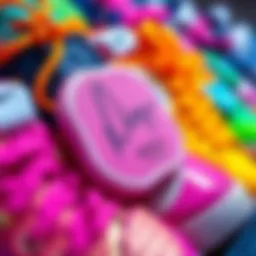 A close-up view of a unique signed colorway display showcasing vibrant colors and a signature, highlighting its rarity.