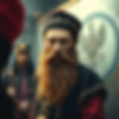 Rasputin standing in traditional Russian clothing, showcasing his long beard and intense gaze