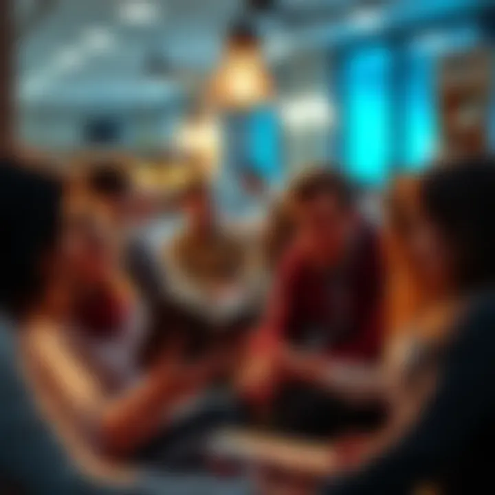 Group of people sharing thoughts about a book in an online forum