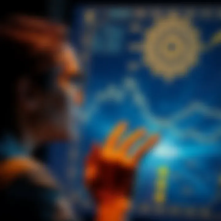 A person looking thoughtfully at a life chart with symbols and lines, seeking clarity and purpose.