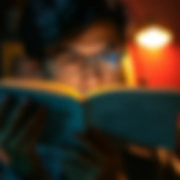 A person reading a challenging text with focused expression
