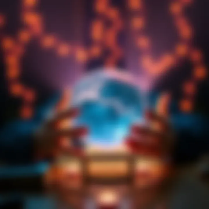 A person consulting a crystal ball for insights on love and career