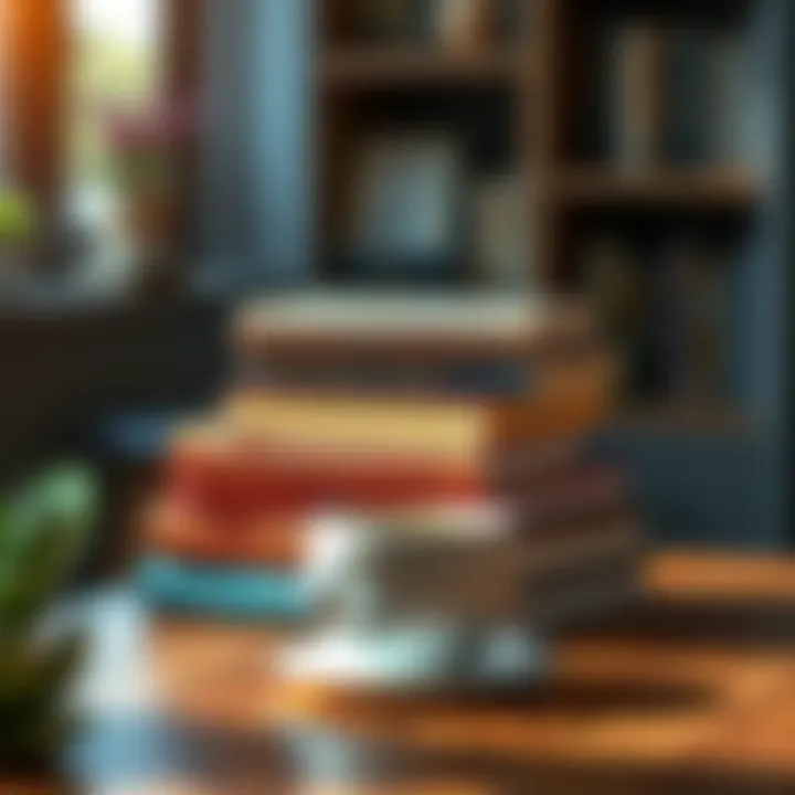 Three books stacked on a table with a cup of coffee, symbolizing personal growth and responsibility