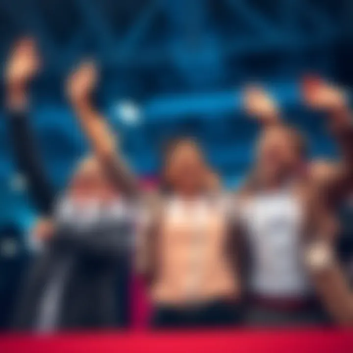 Group of real estate investors celebrating with smiling faces and raised arms after election results in Canada, showing excitement for future profits.