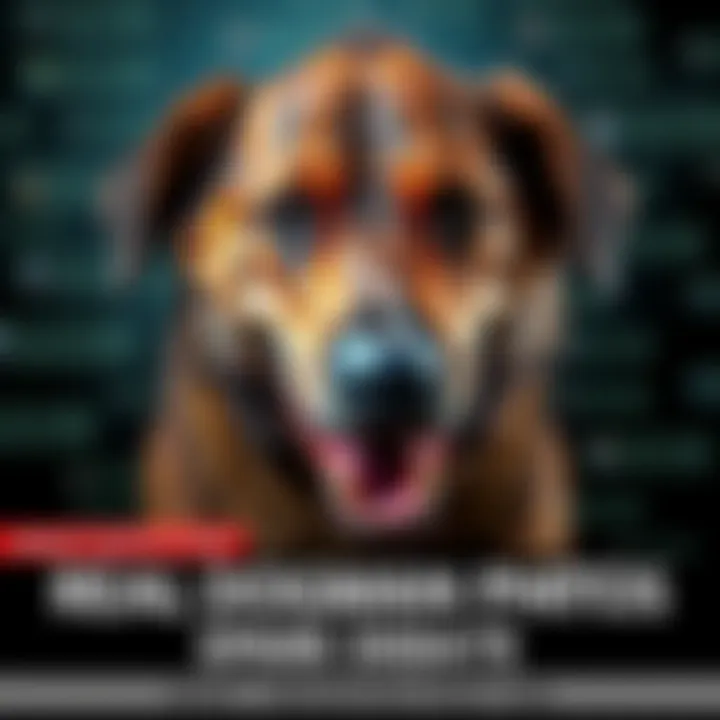 A close-up shot of a creature resembling a dog with unusual features, surrounded by comments on a user board questioning its authenticity.
