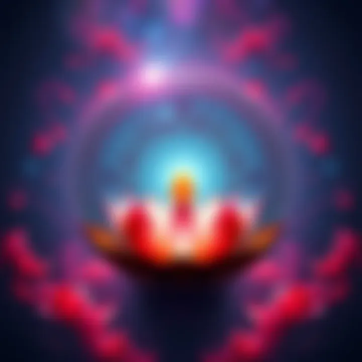 A symbolic representation of rebirth beliefs featuring a lotus flower and a circular design, indicating cultural and spiritual ideas