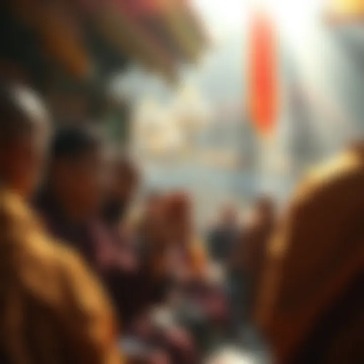 A group of people engaging in a spiritual ceremony with a secondary lama, showing a blend of tradition and community involvement.