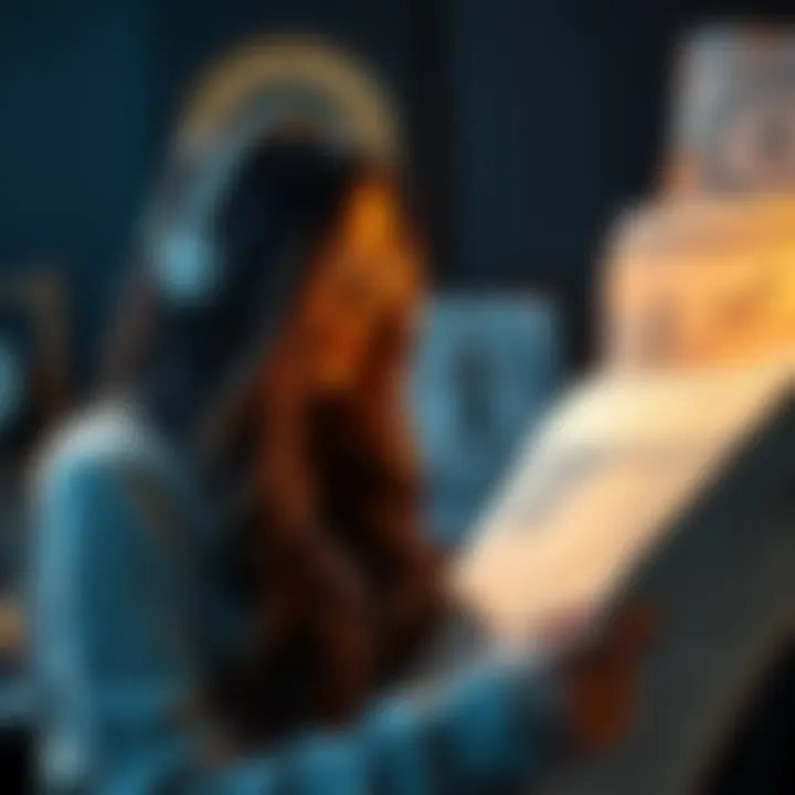 A woman looking at astrological charts, pondering her relationship with her husband during separation.