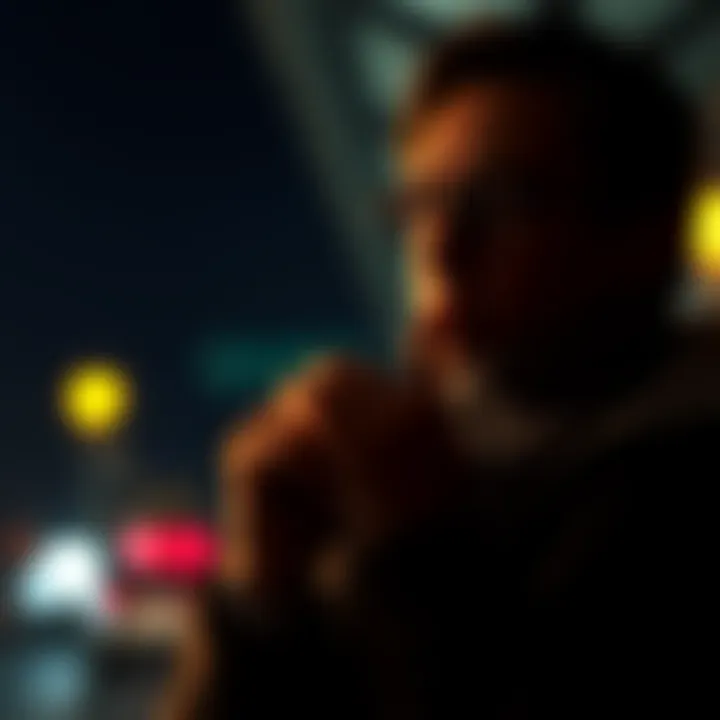 A person contemplating a reconnection after an unexpected meeting.