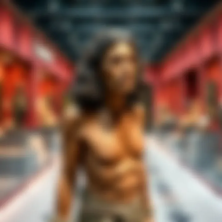 A lifelike model of Cheddar Man, showcasing his appearance from 10,000 years ago with dark hair and skin, standing in a museum setting.