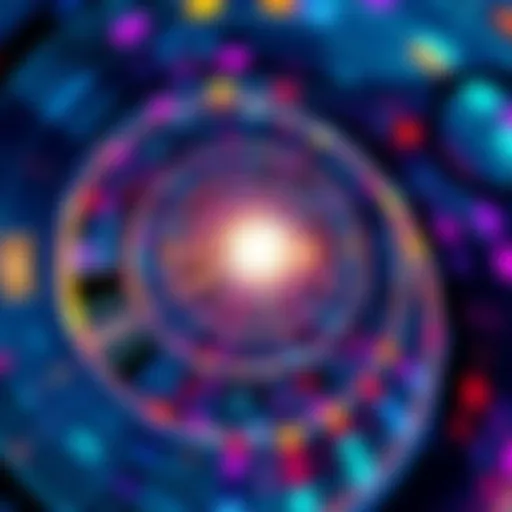 Recursive Patterns and Consciousness An artistic representation of loops and recursion reflecting human consciousness with abstract shapes and vibrant colors.