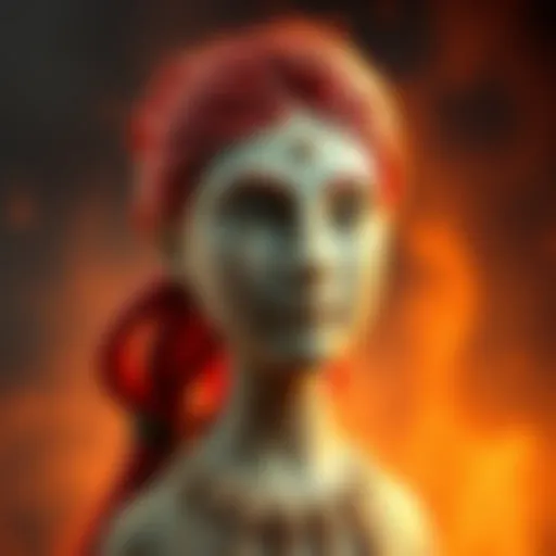 Ancient Red-Haired Goddess Figurine 38 cm tall prehistoric figurine with red hair, representing an ancient human figure from Serbia