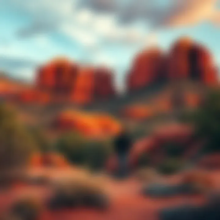 A person standing near the vibrant red rocks of Sedona, feeling a strong connection to nature and a soft sound in their head.