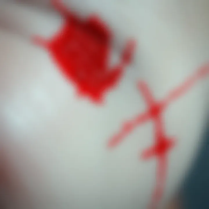 Close-up of skin showing red scratch-like marks with a slight texture