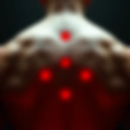 A close-up view of three red dots arranged in a triangle shape on a person's lower back, showcasing unusual skin markings.