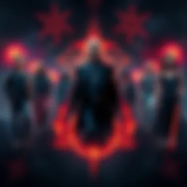 A collage of Red Hot Chili Peppers band members with occult symbols in the background