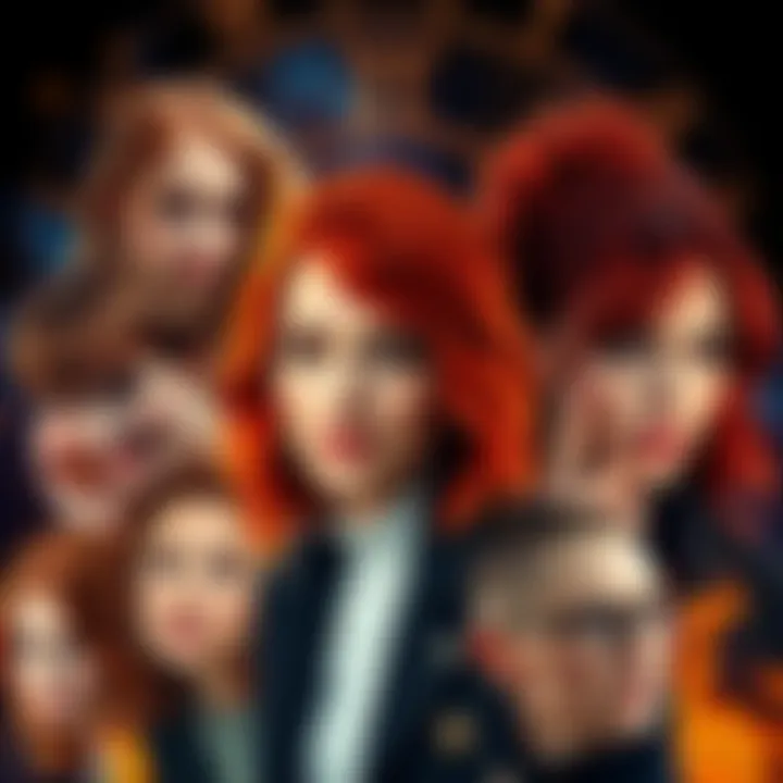 Collage of natural redhead celebrities with zodiac symbols in the background