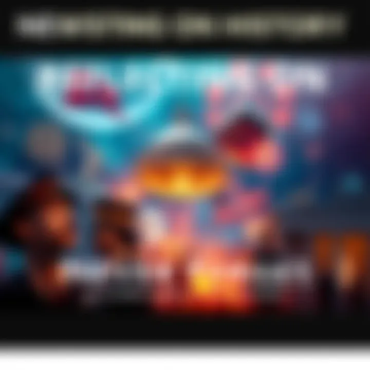 An artistic representation of historical events that shaped society, featuring iconic symbols and figures, blending into a vibrant backdrop.