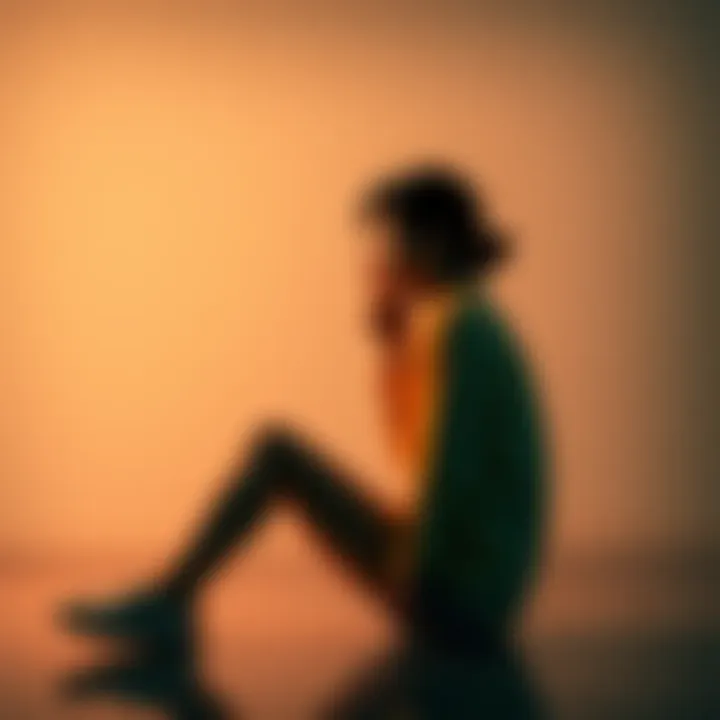 A person sitting alone in a thoughtful pose, representing inner conflict about feelings towards men and society.