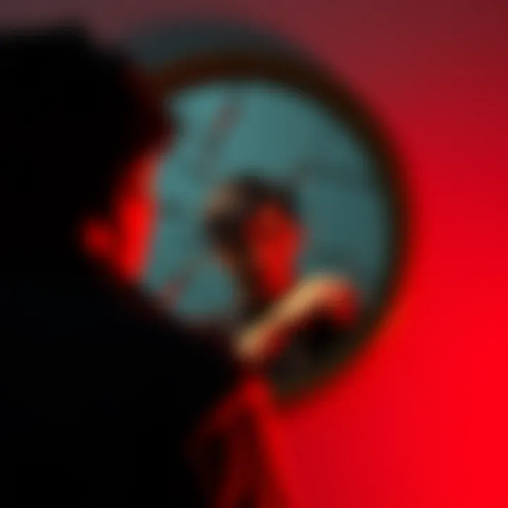 A person looking at their reflection in a broken mirror, symbolizing the struggle between truth and deception.