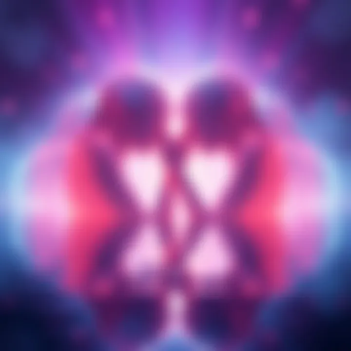 A serene scene depicting glowing souls intertwined in a vibrant light, symbolizing love and connection after death.