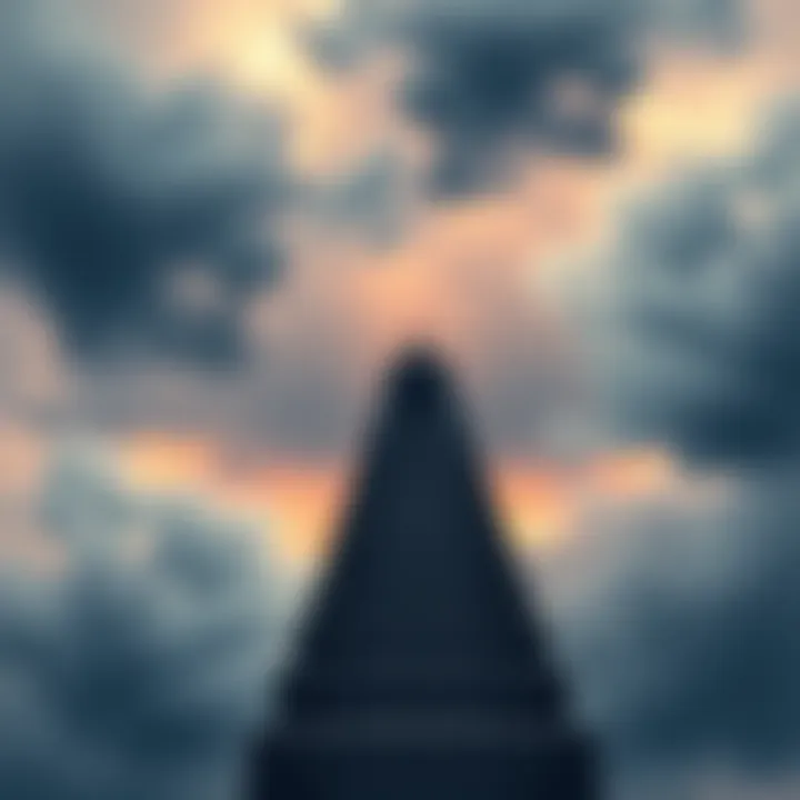 Reflection on Change A scene depicting a person contemplating a staircase under a cloudy sky, symbolizing life's transitions and acceptance.