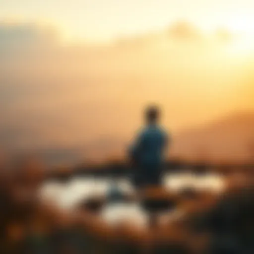 A person sitting peacefully in nature, contemplating their thoughts and surroundings, representing the exploration of consciousness and reality.