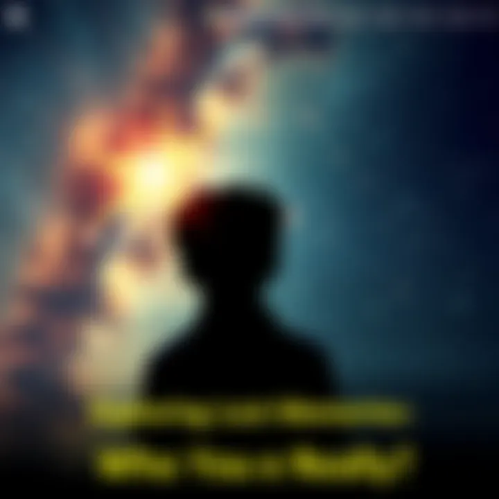 A person gazes into the distance, contemplating their existence, with stars twinkling in a dark sky around them.