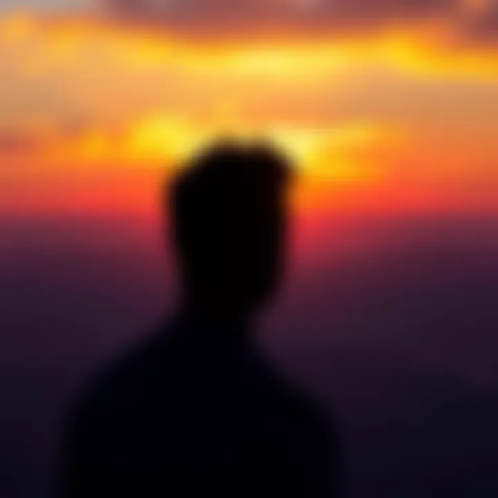 A person looking thoughtfully at a sunset, symbolizing personal growth and change over the years.