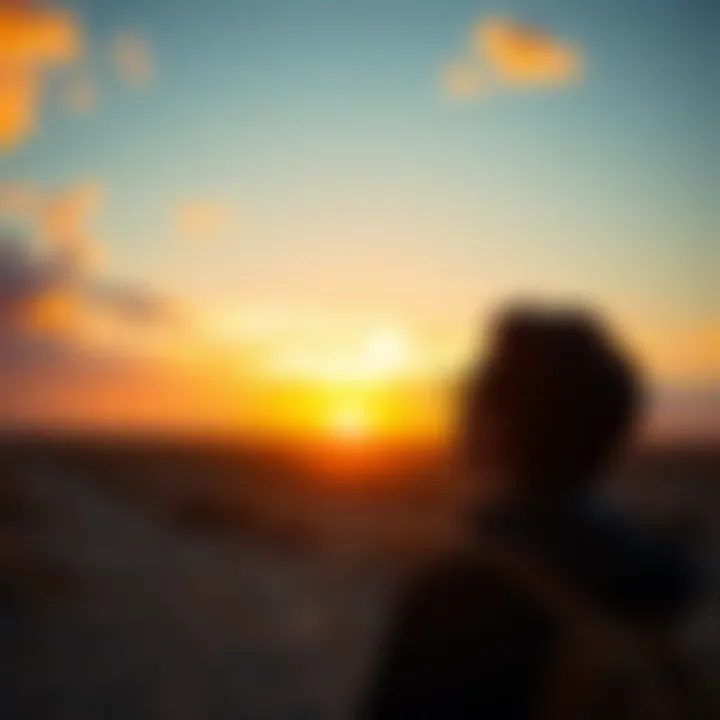 A person looking thoughtfully at a sunset, symbolizing contemplation about life's events and their meanings.