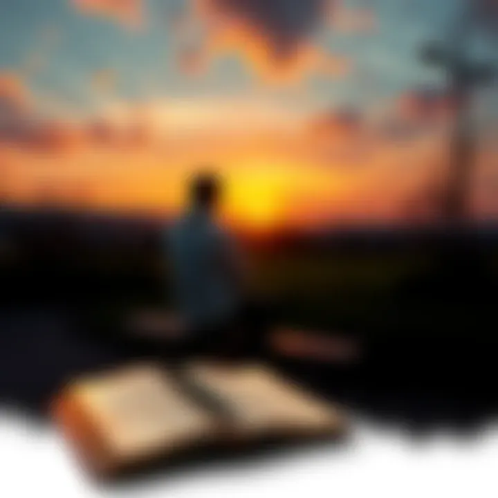 A person sits on a bench looking at the sunset, lost in thought about an ex-partner, with an artistic notebook beside them.