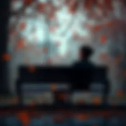 A person sitting alone on a bench, looking thoughtful with a distant expression, as leaves fall around them, symbolizing lost opportunities and the passage of time.