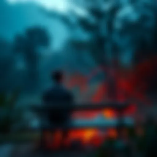 A person sitting on a bench looking thoughtful, surrounded by nature, symbolizing personal reflection and growth.