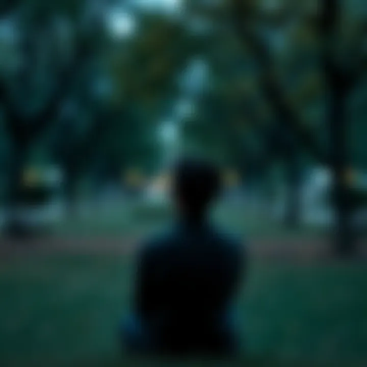 A person sitting alone in a park, pondering the meaning of judgment with a thoughtful expression.
