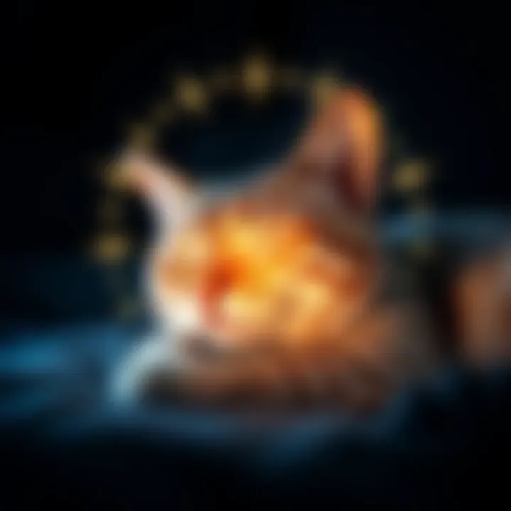 Reiki energy for Nyasha the cat A serene image of a cat resting peacefully with a soft glow around it, symbolizing the sending of Reiki energy for a gentle transition.