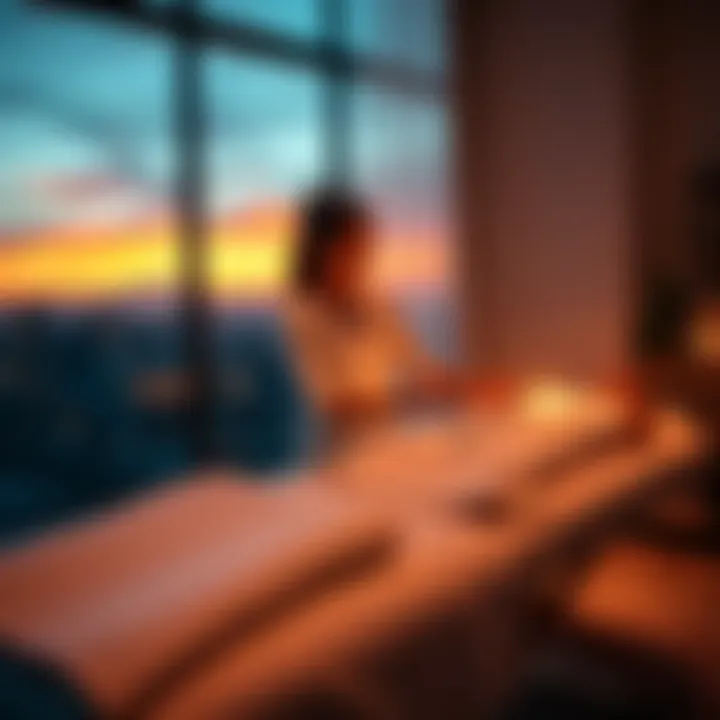 Reiki practitioner in Los Angeles A Reiki practitioner in a serene setting, offering healing energy to a client on a massage table, symbolizing diverse income experiences in the field.