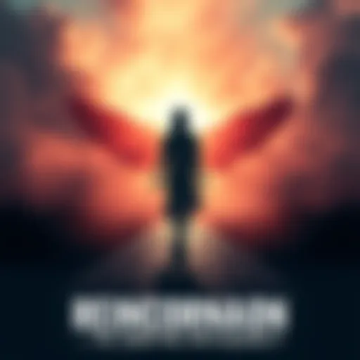 Reincarnation Concept A figure standing at a crossroads, representing the choices and fears of reincarnation with shadows in the background.