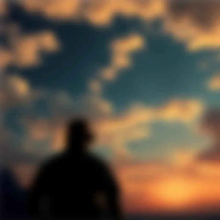 A person using remote viewing techniques, gazing into a cloudy sky with star patterns, symbolizing extraterrestrial conflicts during the Cold War.