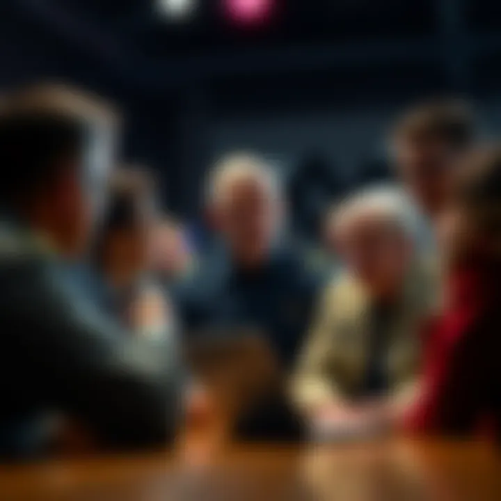 A group of diverse people discussing their thoughts on finding Major General William Neil McCasland through remote viewing.