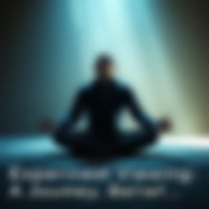 A person sitting cross-legged in a serene environment, eyes closed, surrounded by soft light, experiencing remote viewing sensations.