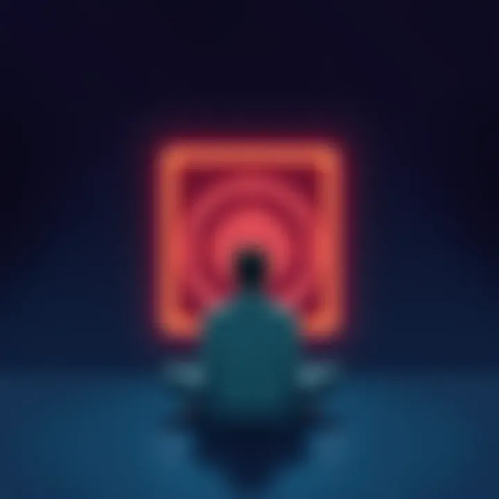 An illustration of a person sitting calmly, eyes closed, with a glowing outline of a target in front, symbolizing remote viewing and connection to Project Stargate.